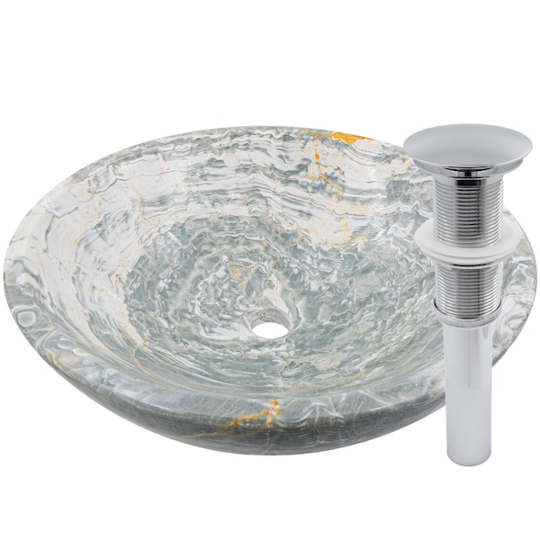 Novatto Blue Onyx Vessel Sink and Chrome Umbrella Drain NOSV-BOCH - main